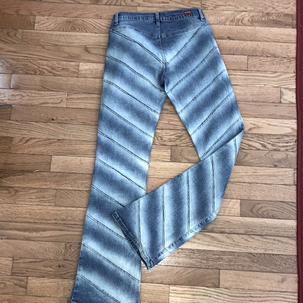 Y2K RARE Vintage pieced diagonally sewn jeans with stretch fits like size 4 - 6 - Picture 7 of 7
